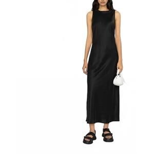 NEW ASCENO valencia silk bias cut slip dress in black